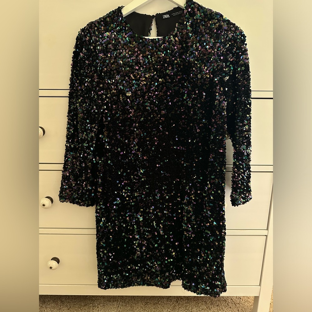 SOLD ZARA Sequined Evening Mini Dress